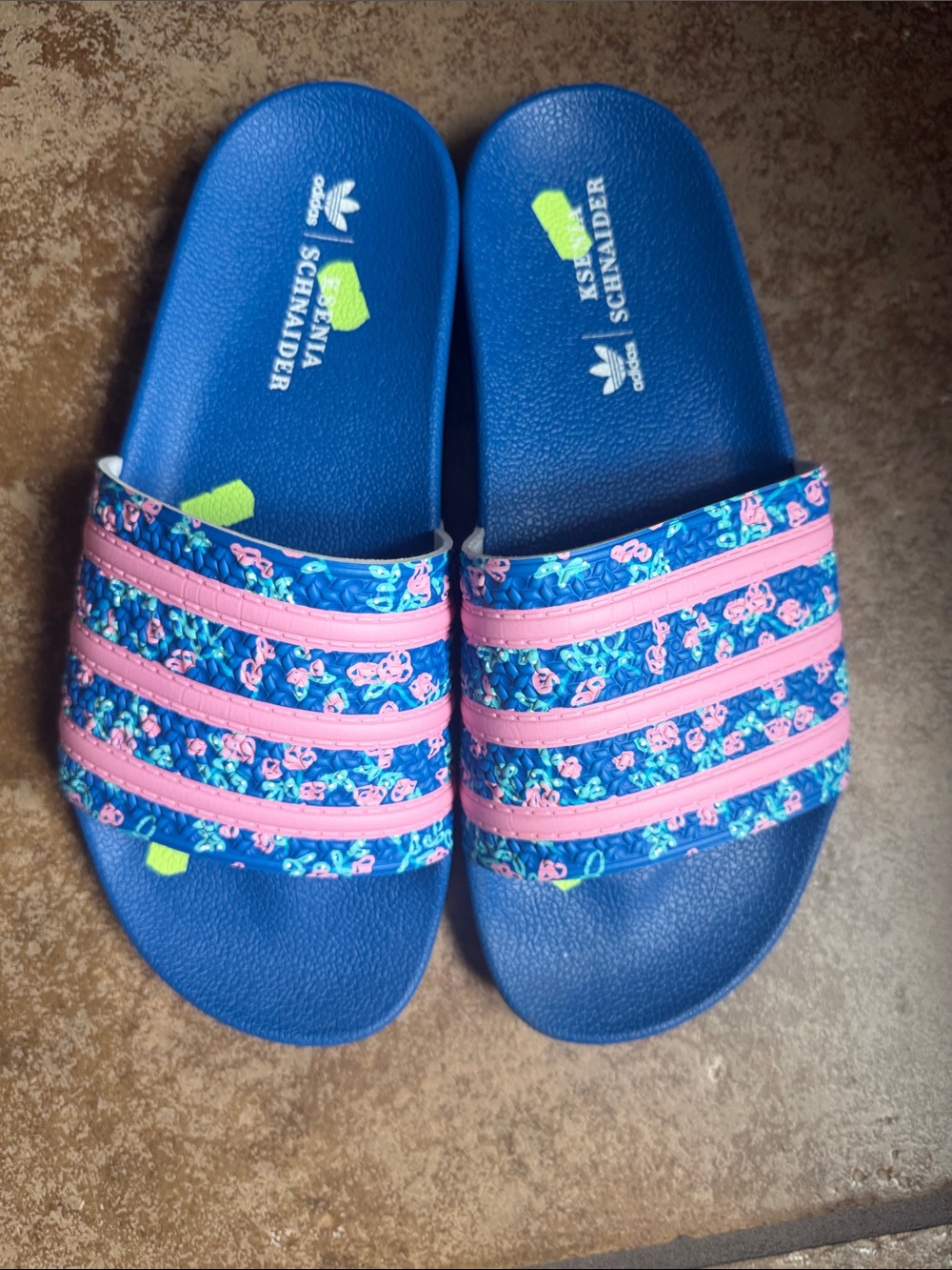 Rare Adidas Women’s Blue Slide Sandals - Size 8 Designed by Ksenia Schnaider